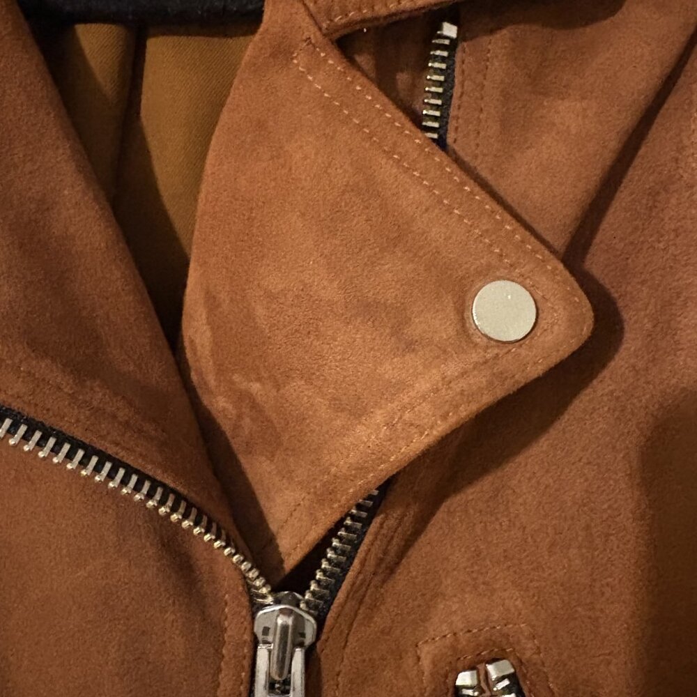 Allsaints Elora Biker Jacket, Suede Size 6 - image 3